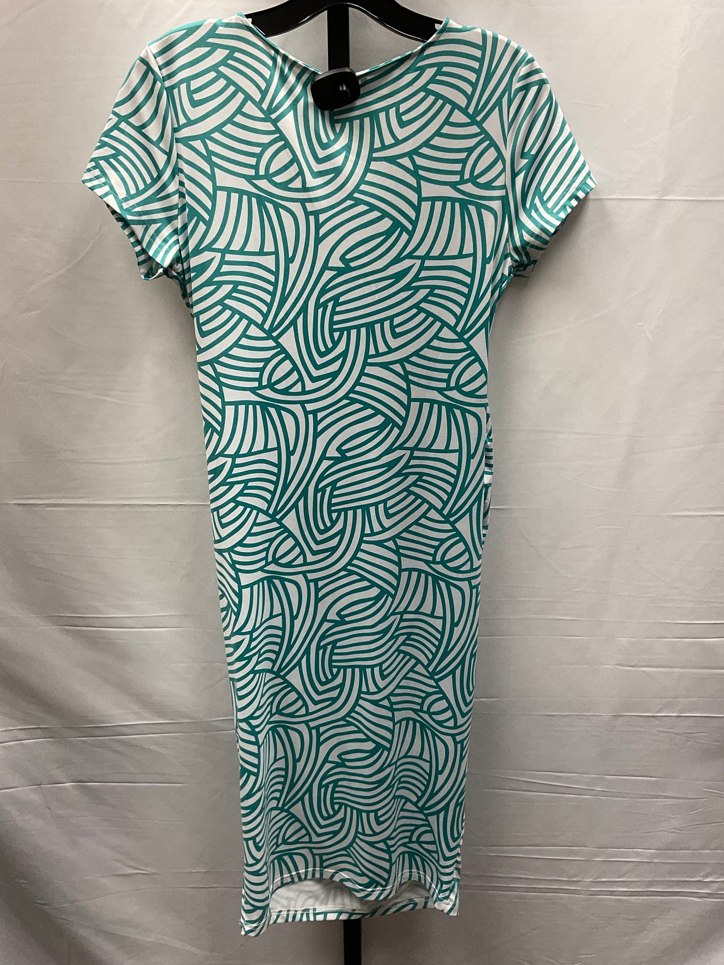 Green & White Dress Casual Midi Clothes Mentor, Size L