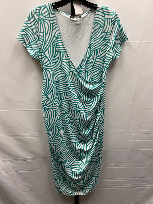 Green & White Dress Casual Midi Clothes Mentor, Size L