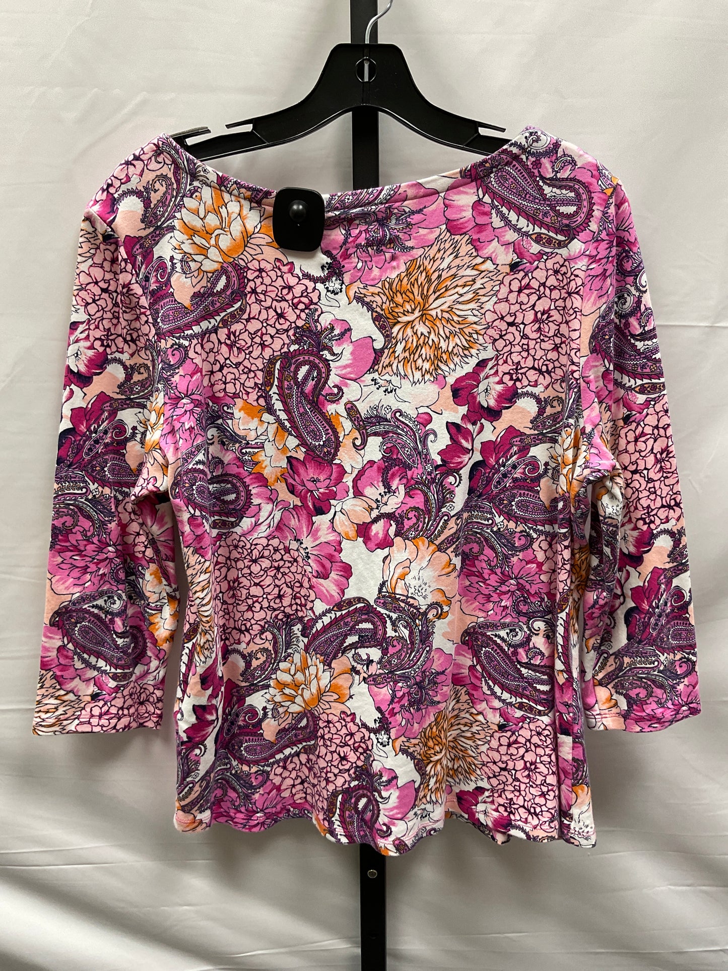 Floral Print Top 3/4 Sleeve Charter Club, Size L