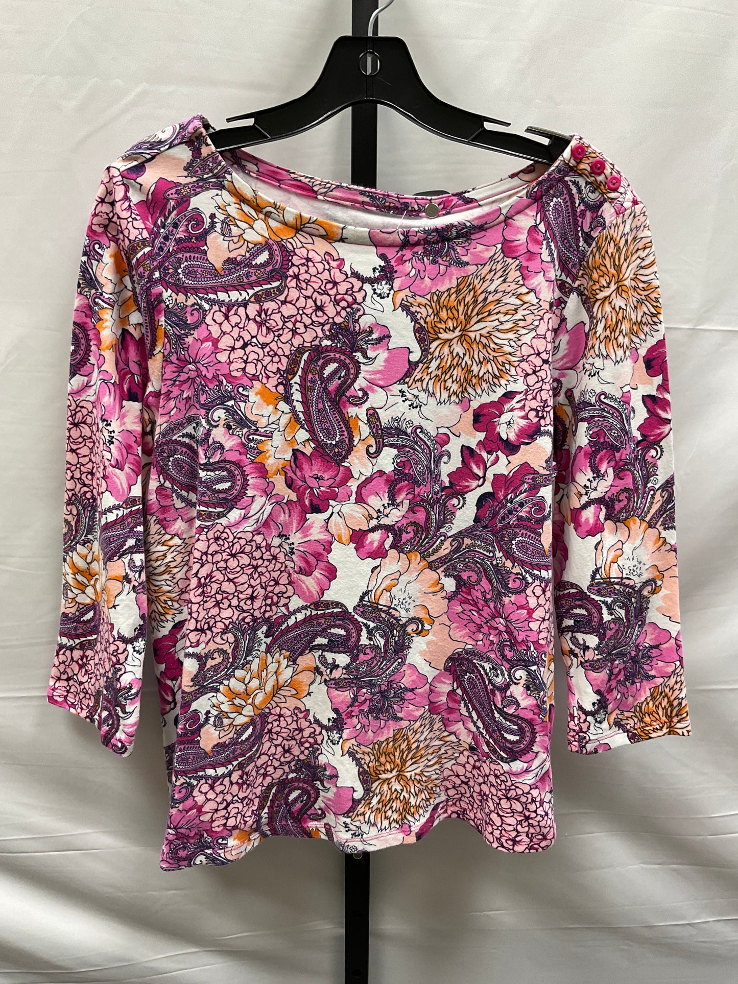 Floral Print Top 3/4 Sleeve Charter Club, Size L