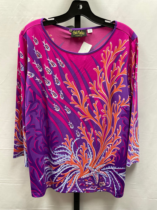 Top Long Sleeve By Bob Mackie Qvc In Multi-colored, Size: L