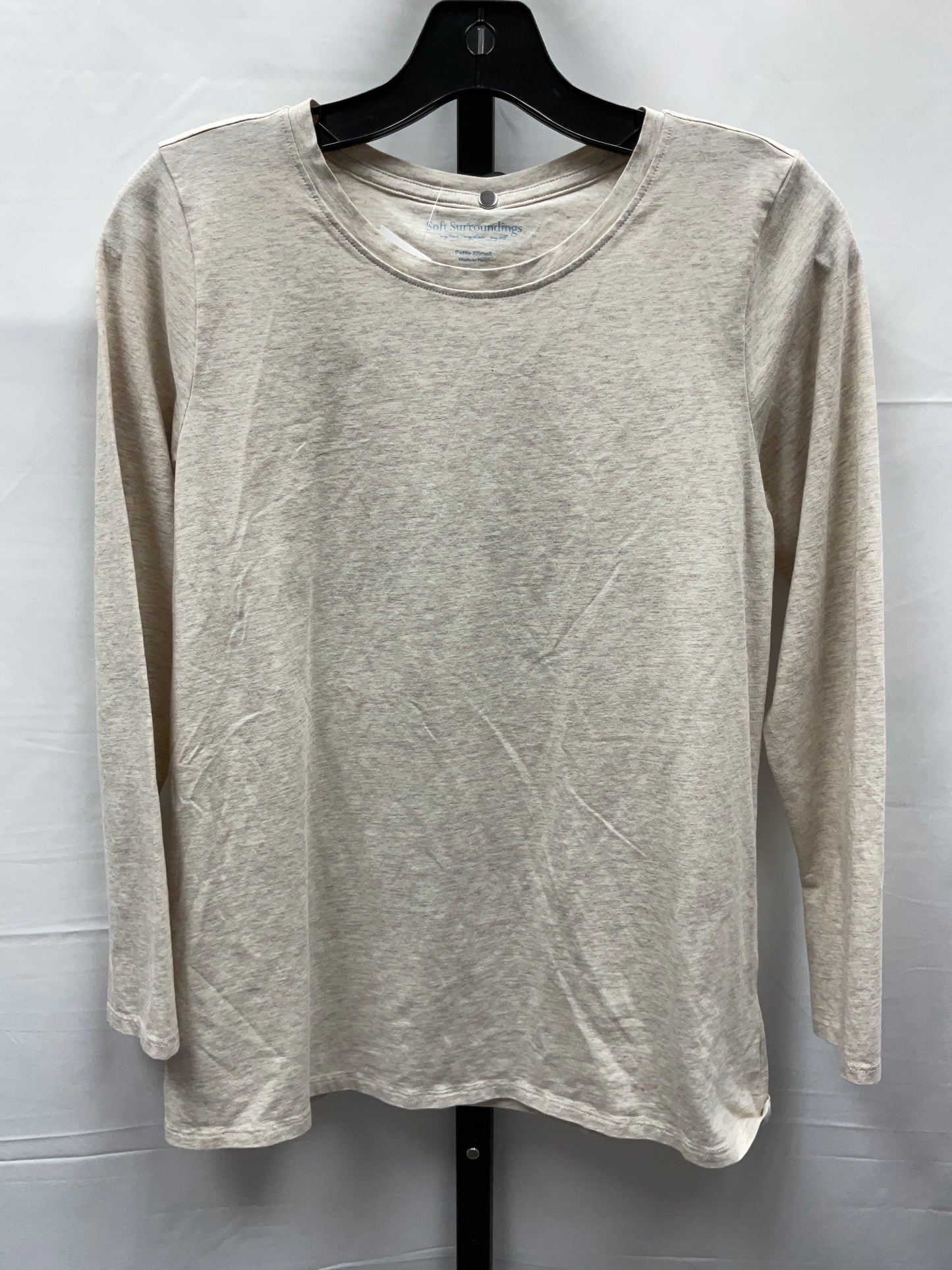 Tan Top Long Sleeve Basic Soft Surroundings, Size Petite   Xs