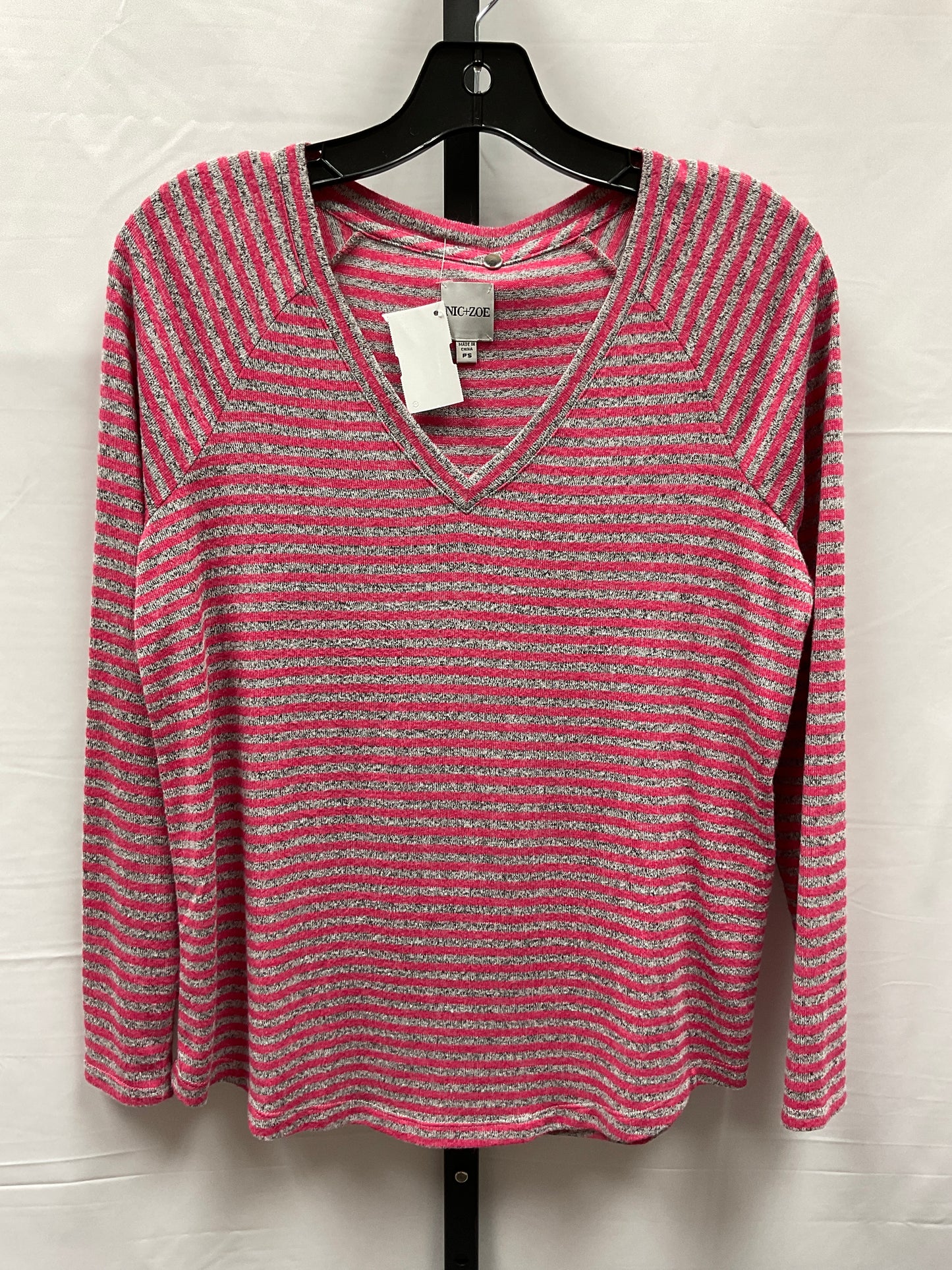 Grey & Pink Top Long Sleeve Nic + Zoe, Size Petite   S