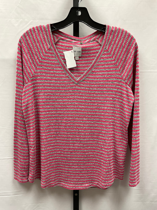 Grey & Pink Top Long Sleeve Nic + Zoe, Size Petite   S