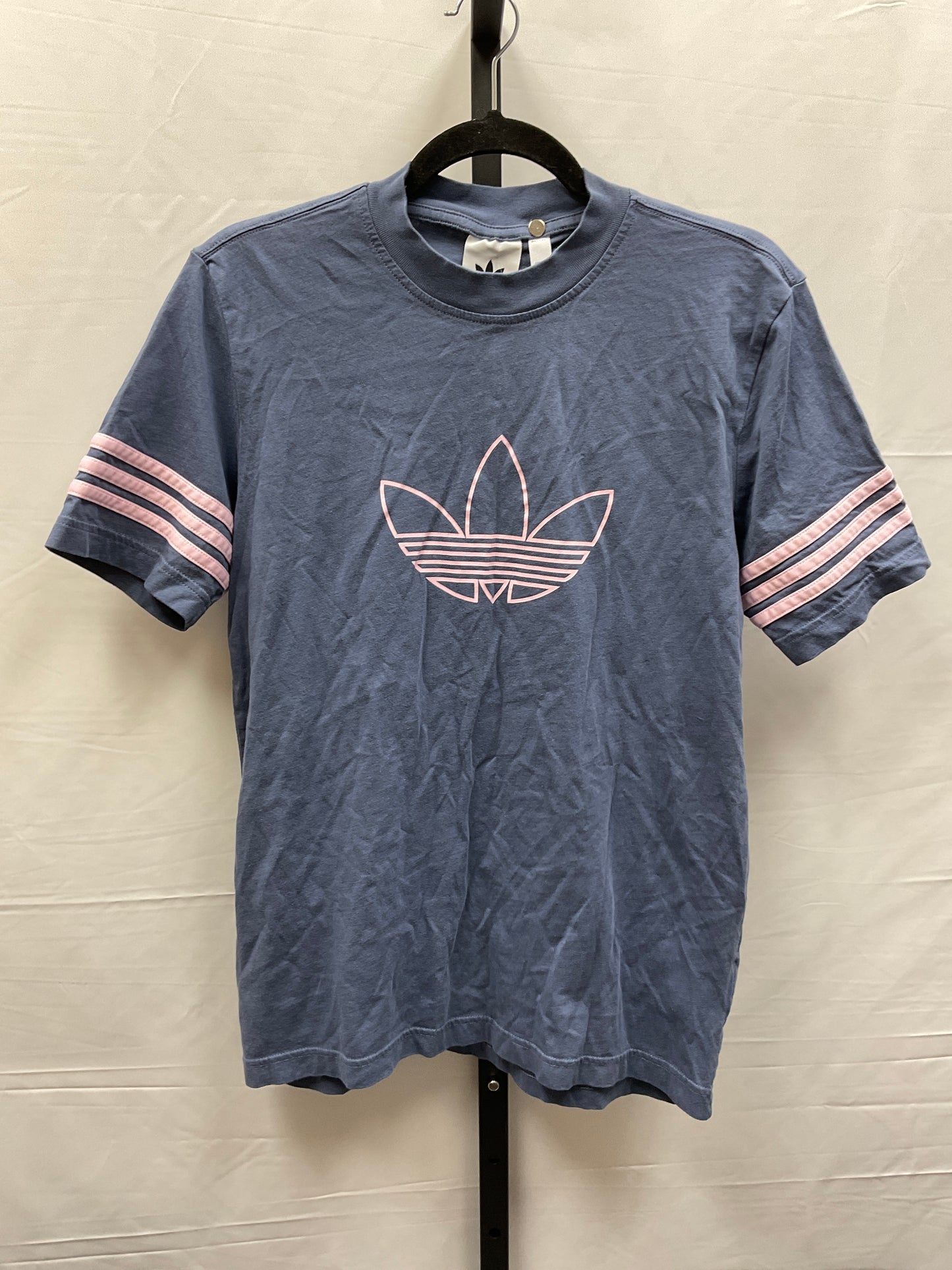 Blue Athletic Top Short Sleeve Adidas, Size S