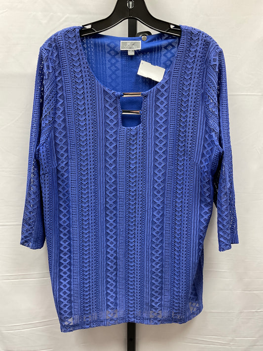 Blue Top Long Sleeve Jm Collections, Size 2x