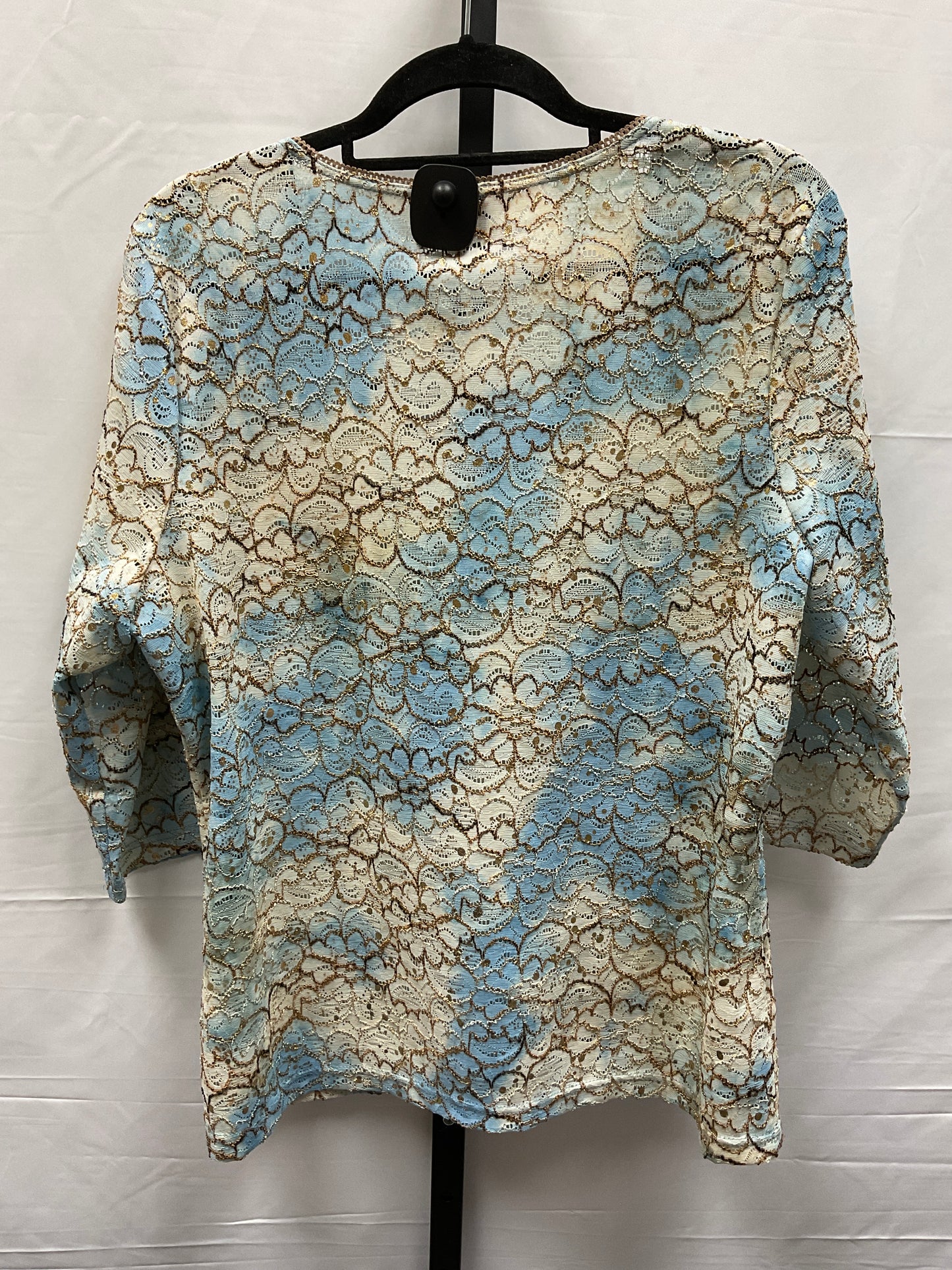 Blue & Brown Top Long Sleeve Tribal, Size Xl