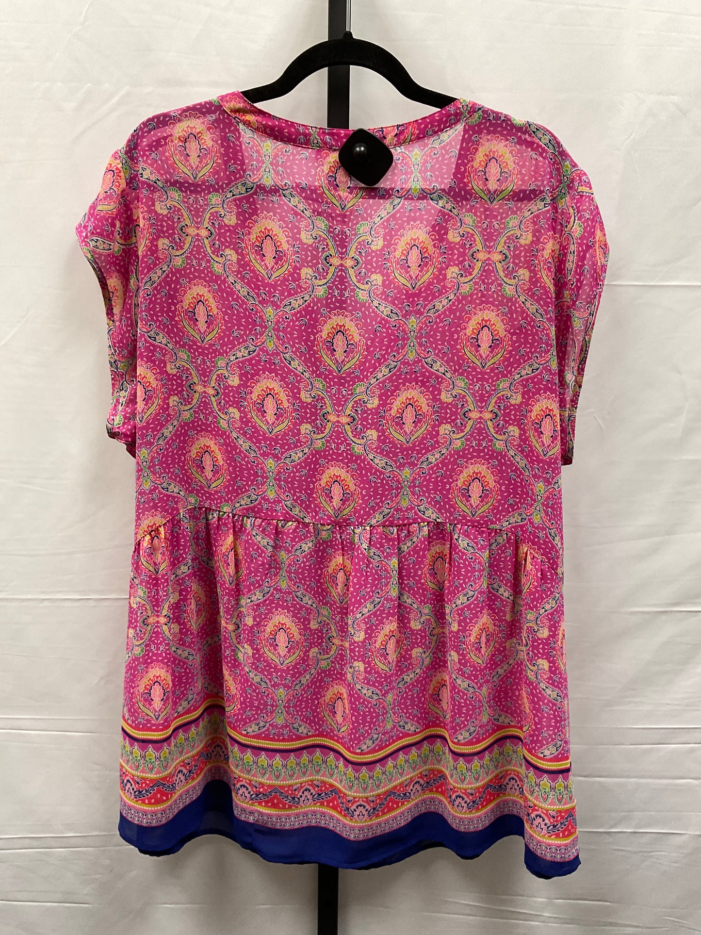 Paisley Print Top Short Sleeve Dr2, Size 3x