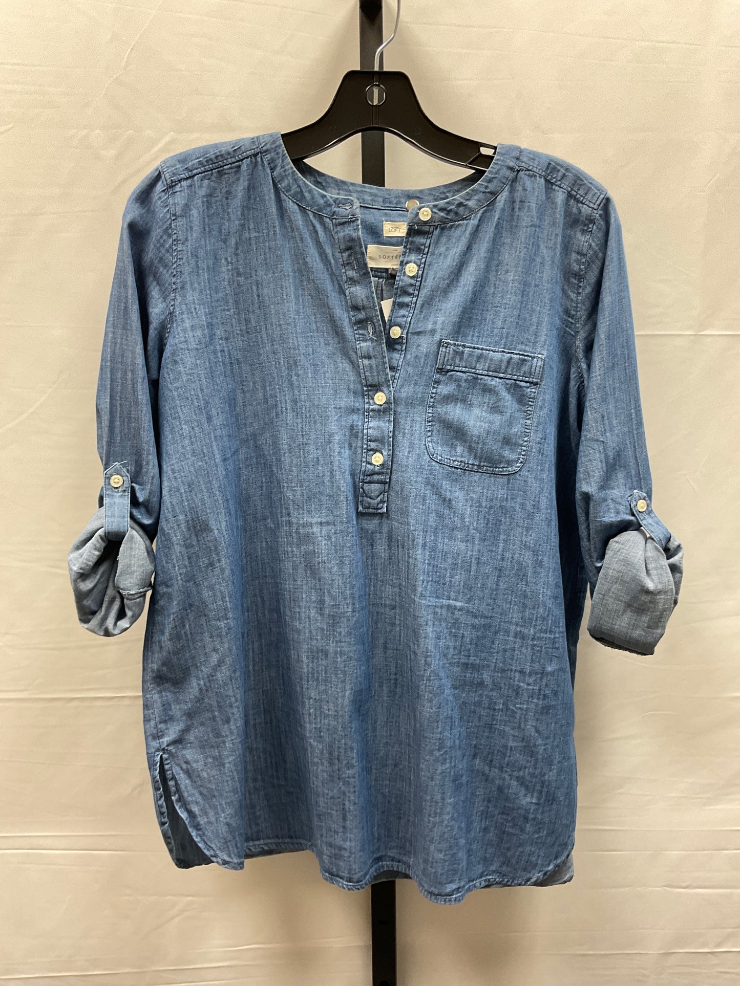 Blue Denim Top Long Sleeve Loft, Size Xs