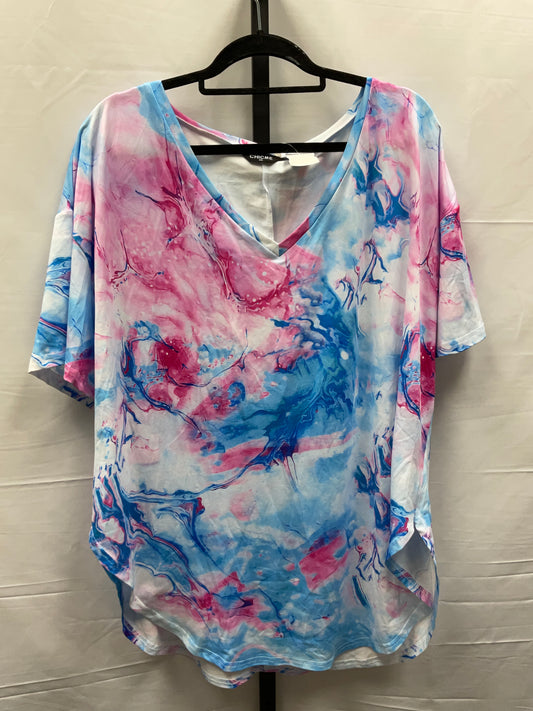 Tie Dye Print Top Short Sleeve Basic Clothes Mentor, Size 4x