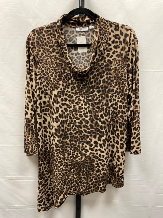 Animal Print Top 3/4 Sleeve Susan Graver, Size M