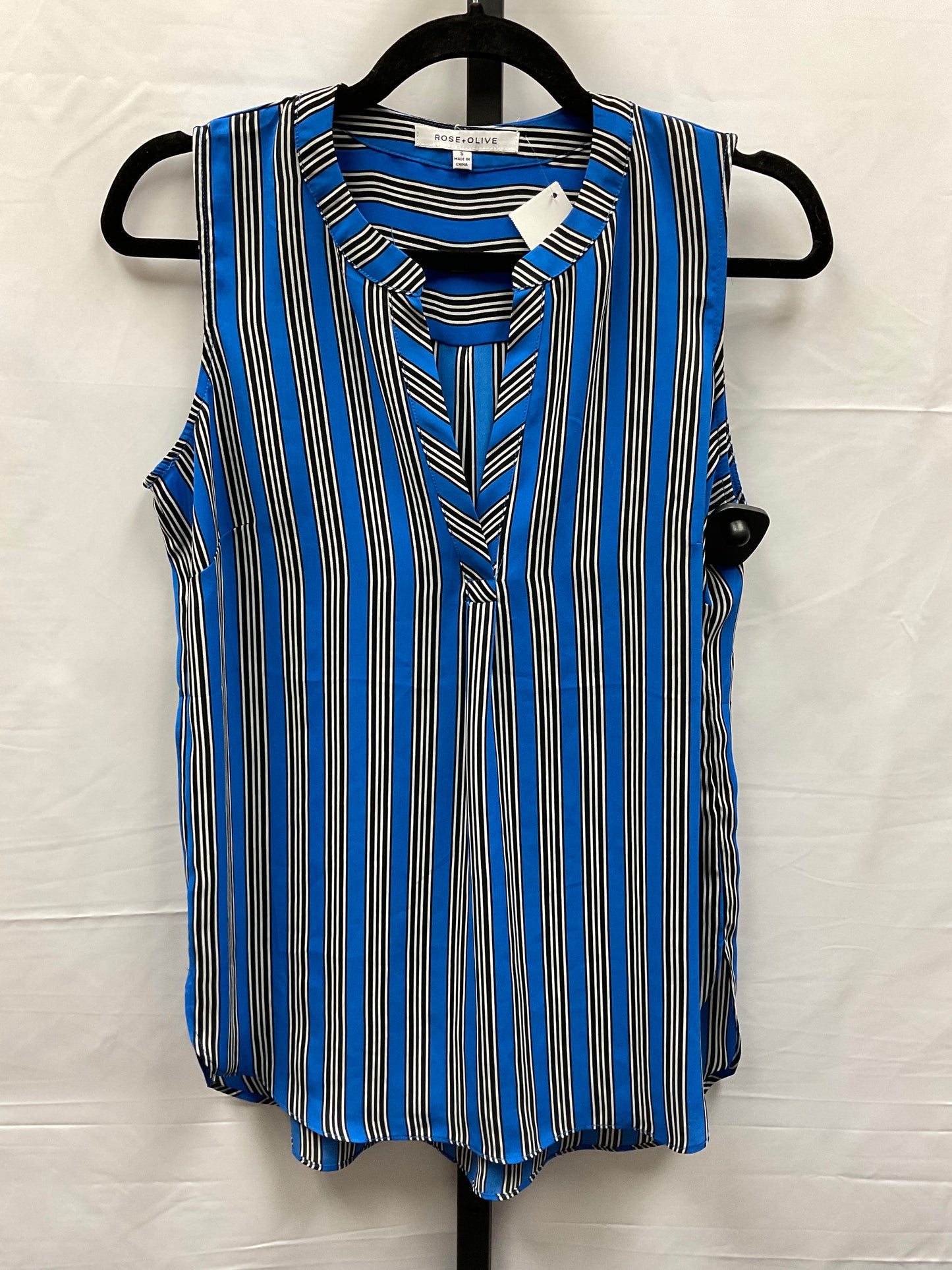 Striped Pattern Top Sleeveless Rose And Olive, Size S