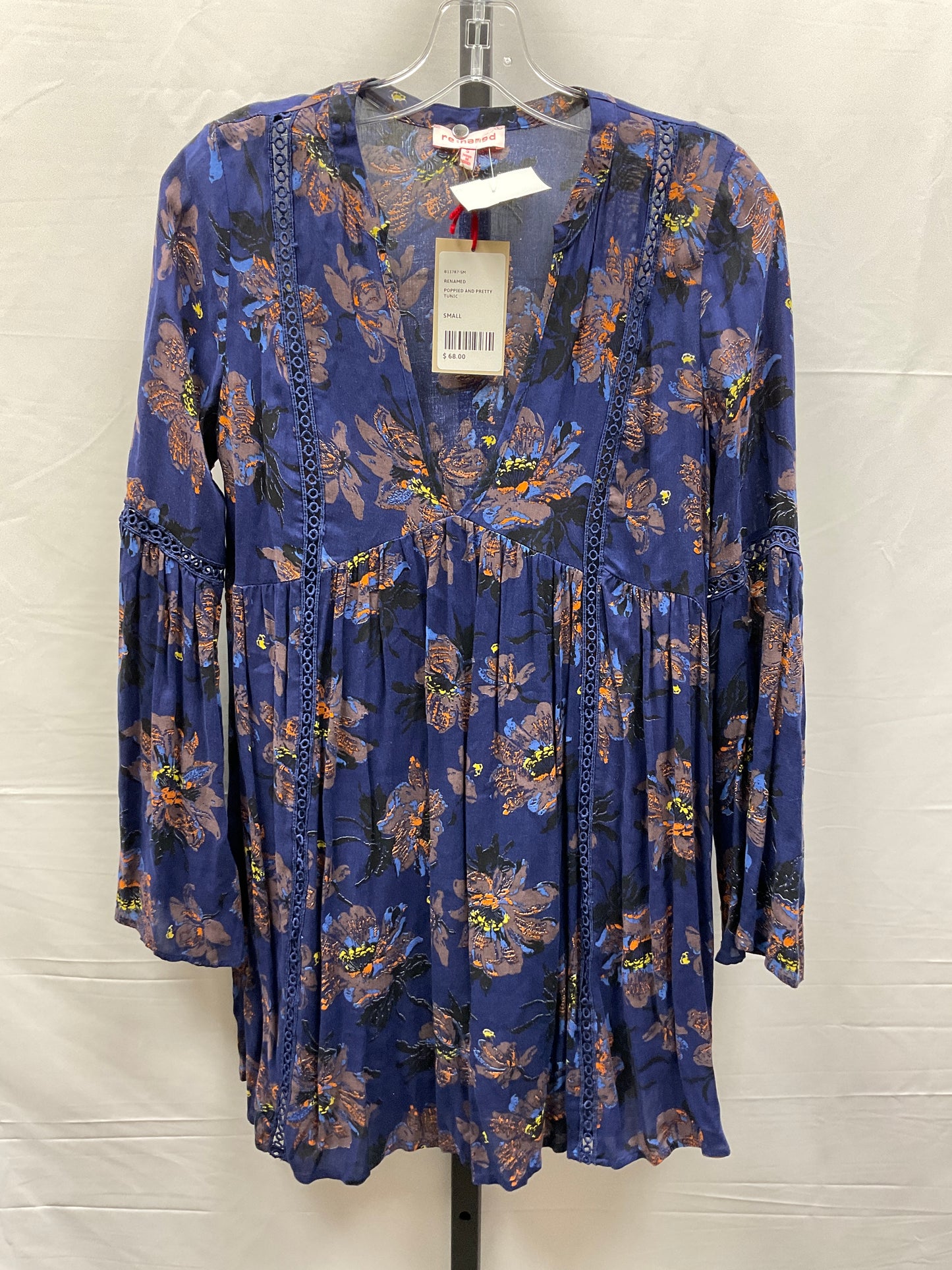 Floral Print Tunic Long Sleeve Clothes Mentor, Size S