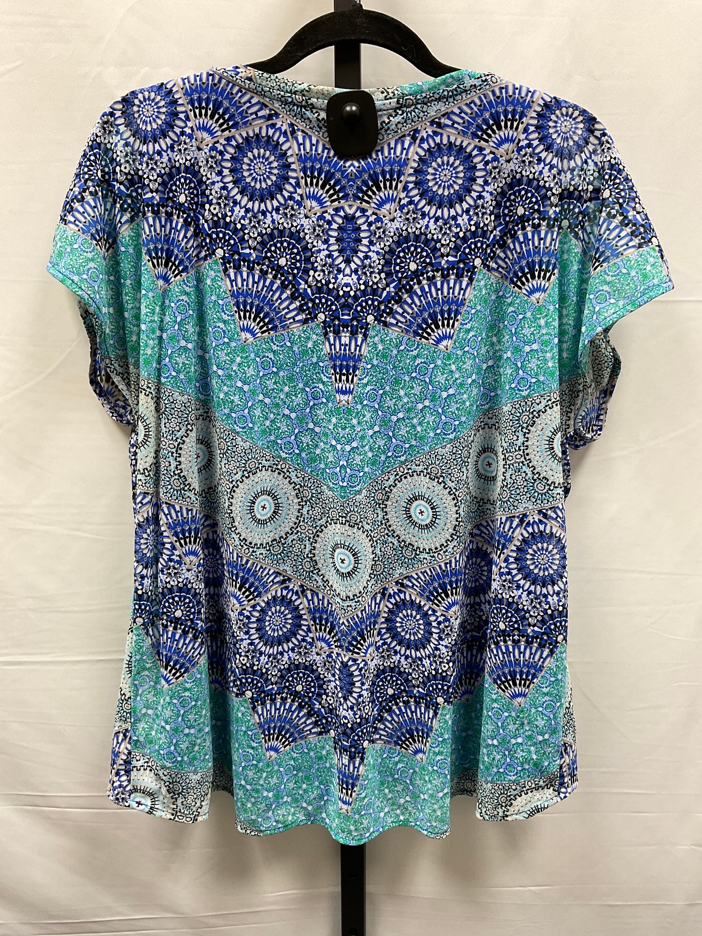 Blue & Green Top Short Sleeve Dana Buchman, Size L