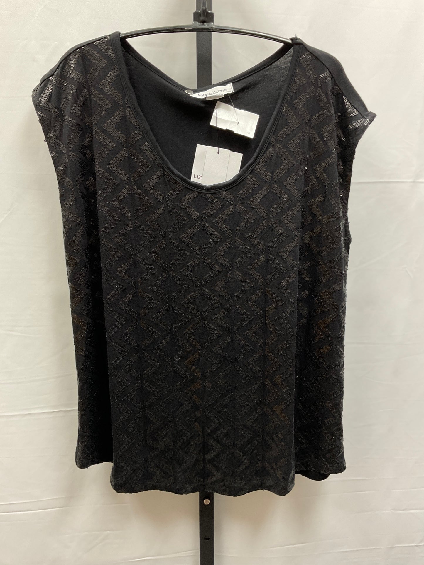 Top Short Sleeve By Liz Claiborne In Black, Size: L