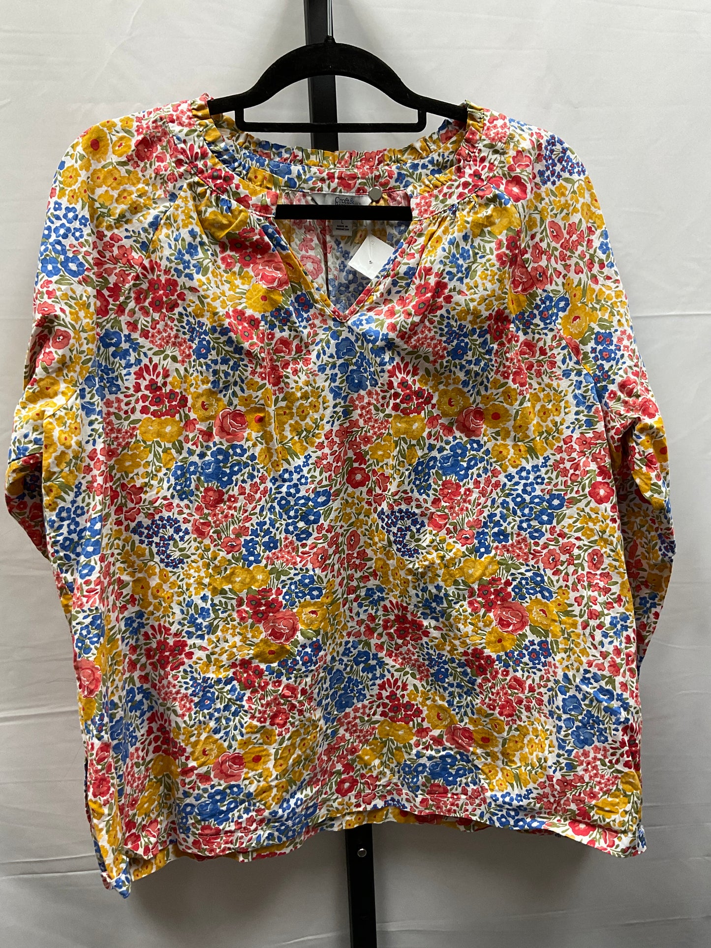 Floral Print Top Long Sleeve Croft And Barrow, Size L