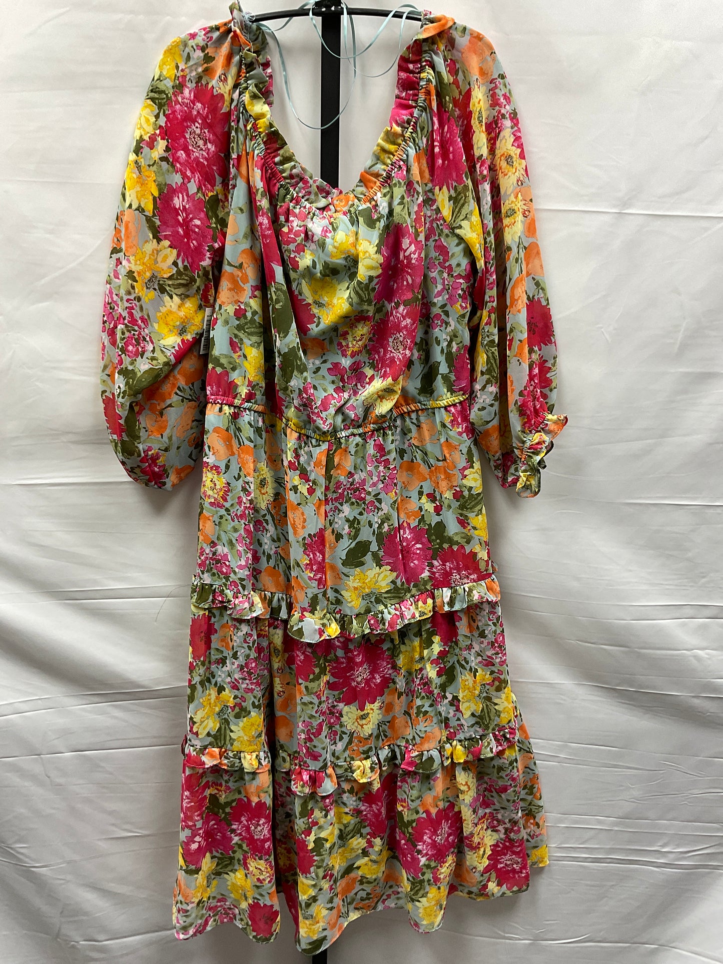 Floral Print Dress Casual Midi Lc Lauren Conrad, Size Xl