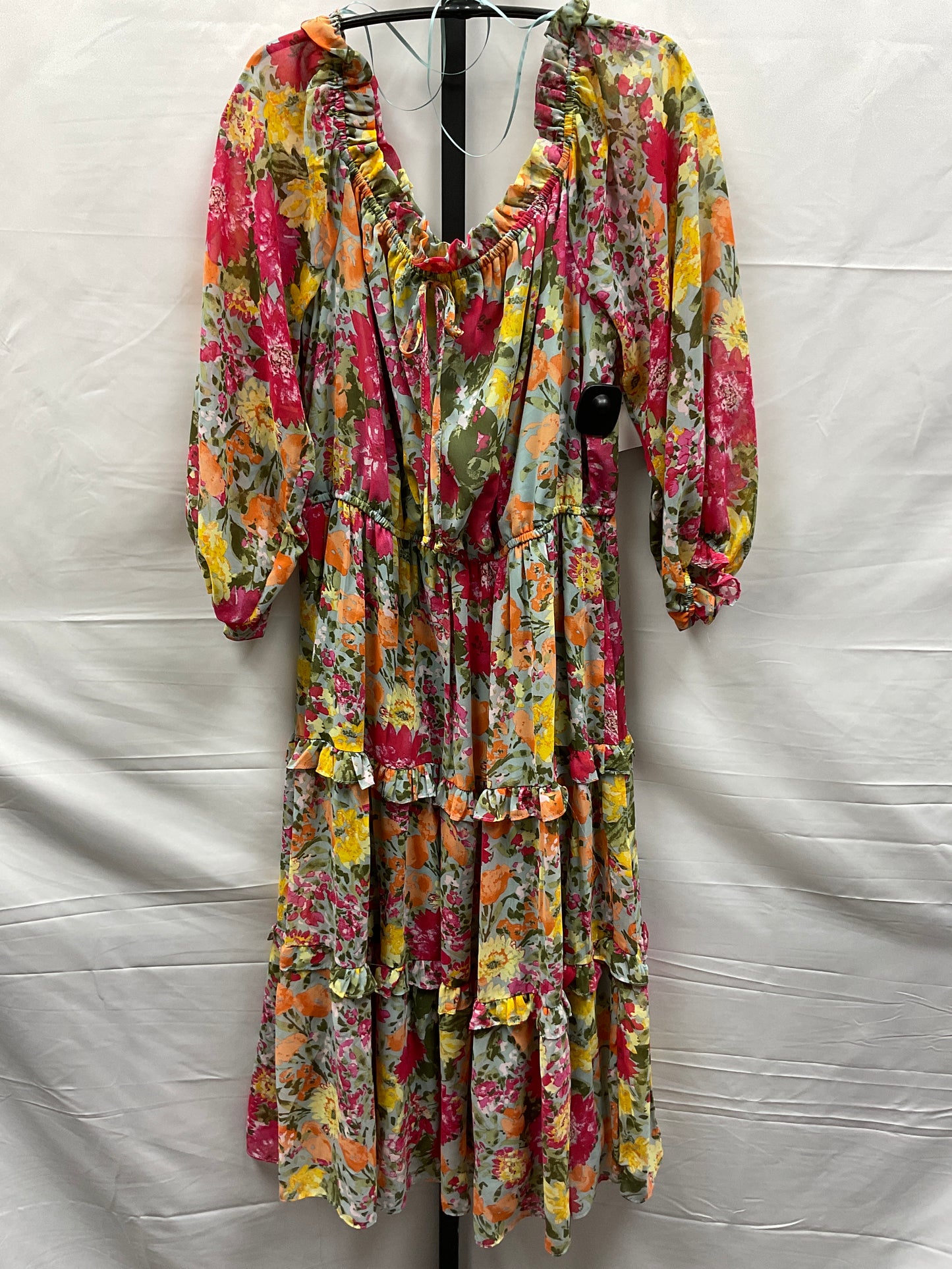 Floral Print Dress Casual Midi Lc Lauren Conrad, Size Xl