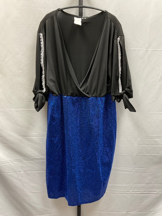 Black & Blue Dress Casual Midi Clothes Mentor, Size 4x