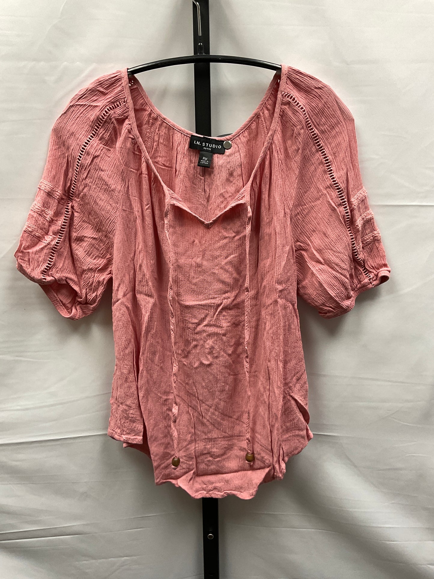 Pink Top Short Sleeve In Studio, Size Petite  M