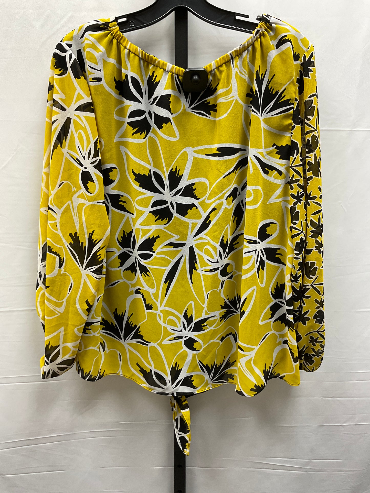 Top Long Sleeve By Alfani In Black & Yellow, Size: Xxl