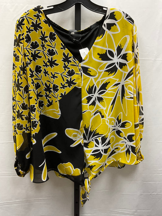 Top Long Sleeve By Alfani In Black & Yellow, Size: Xxl