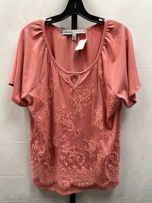 Top Short Sleeve By Absolutely Famous In Pink, Size: Xl