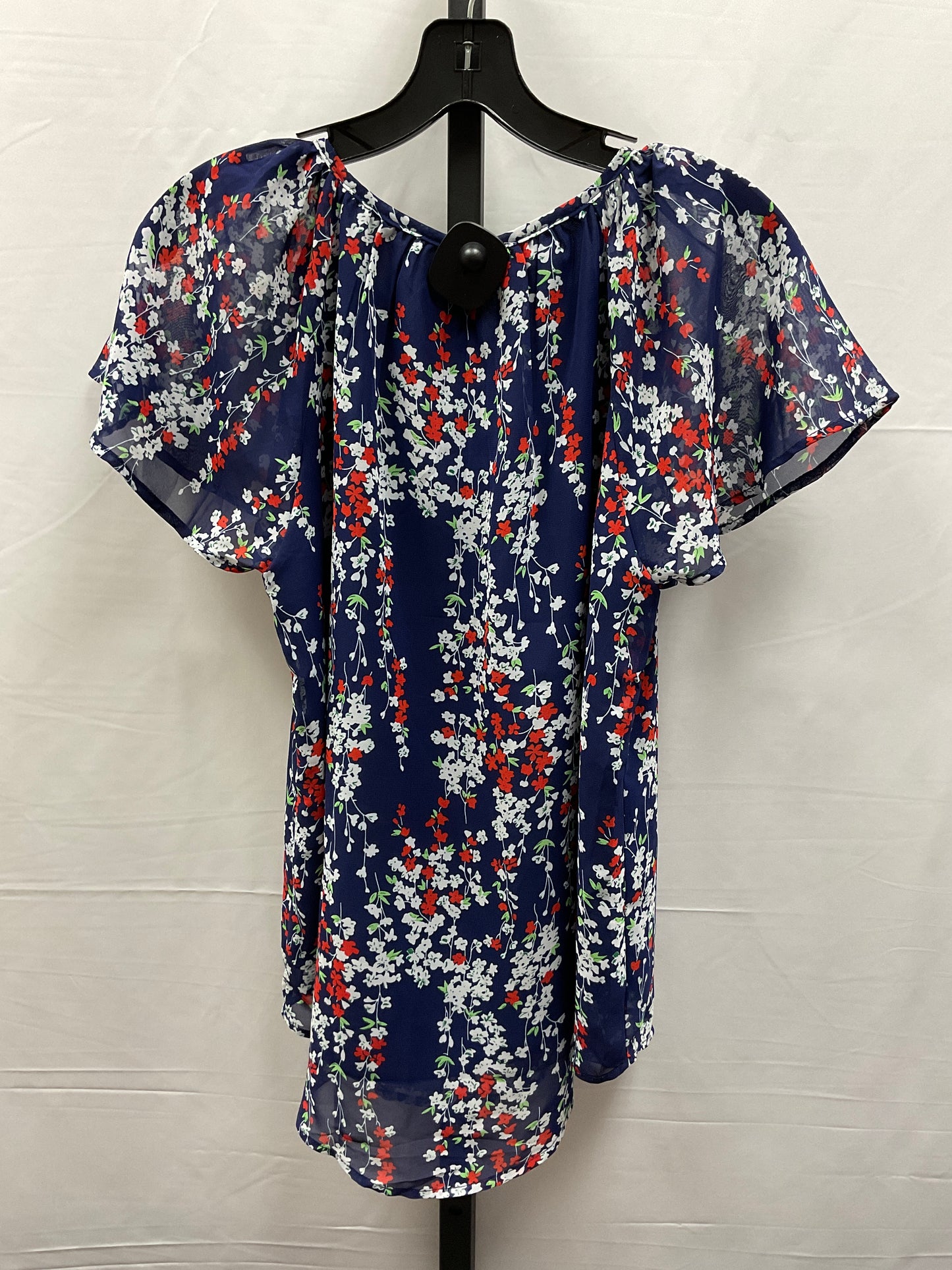 Floral Print Top Short Sleeve Clothes Mentor, Size S