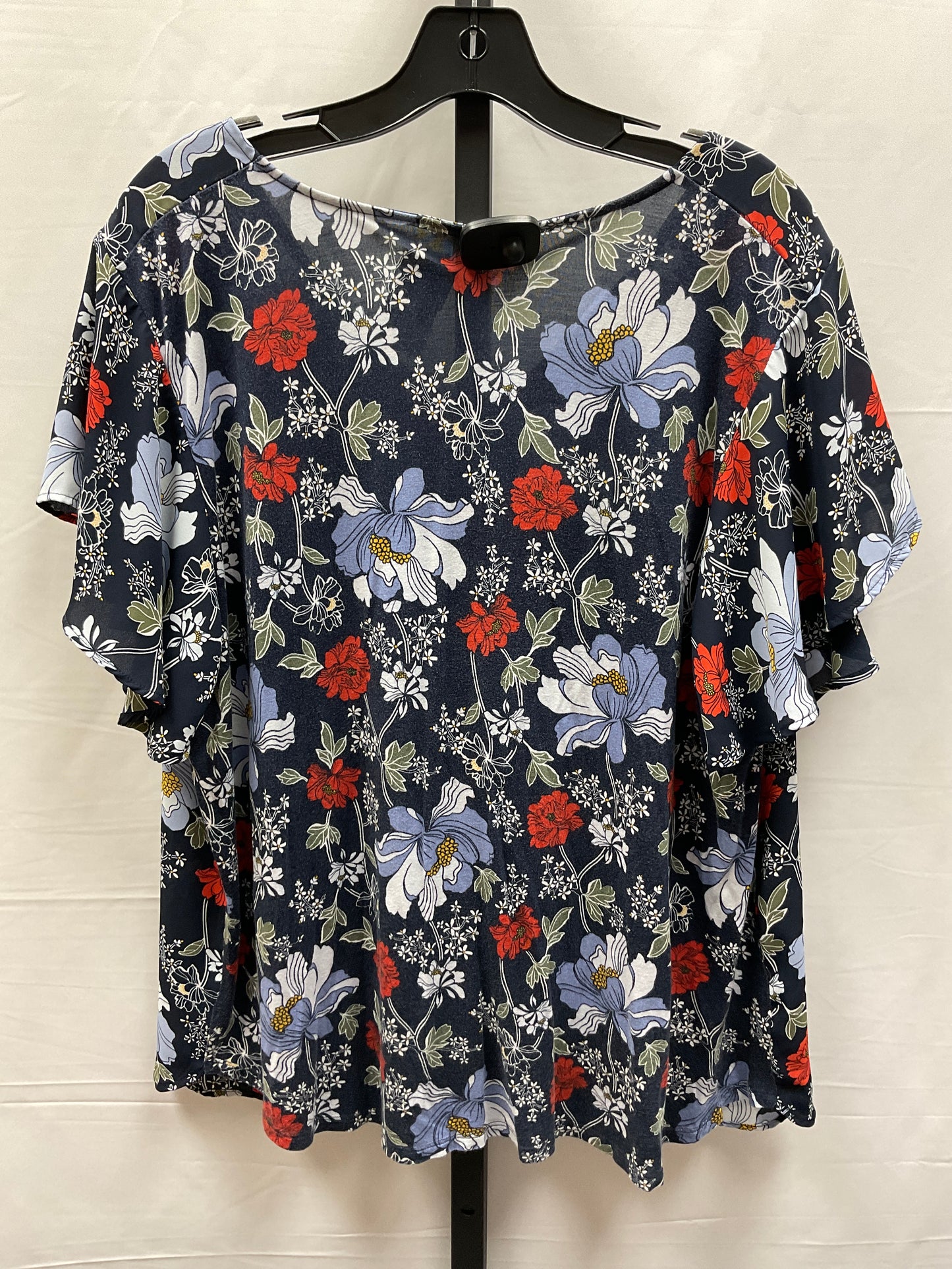 Floral Print Top Short Sleeve Loft, Size Xl