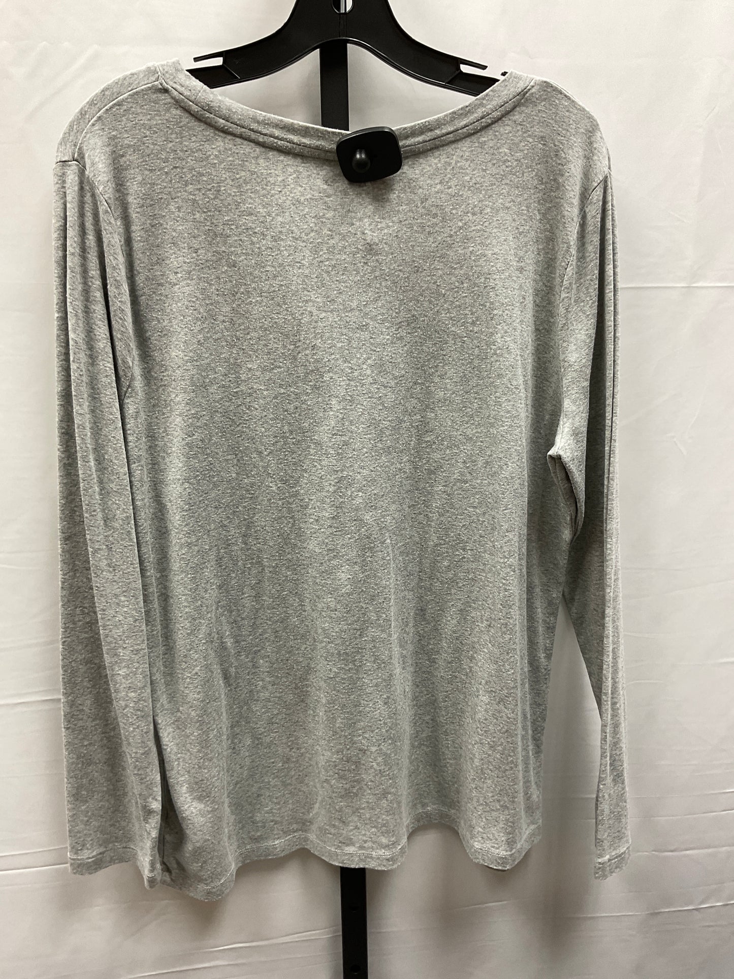 Top Long Sleeve Basic By Ava & Viv In Grey, Size: 1x