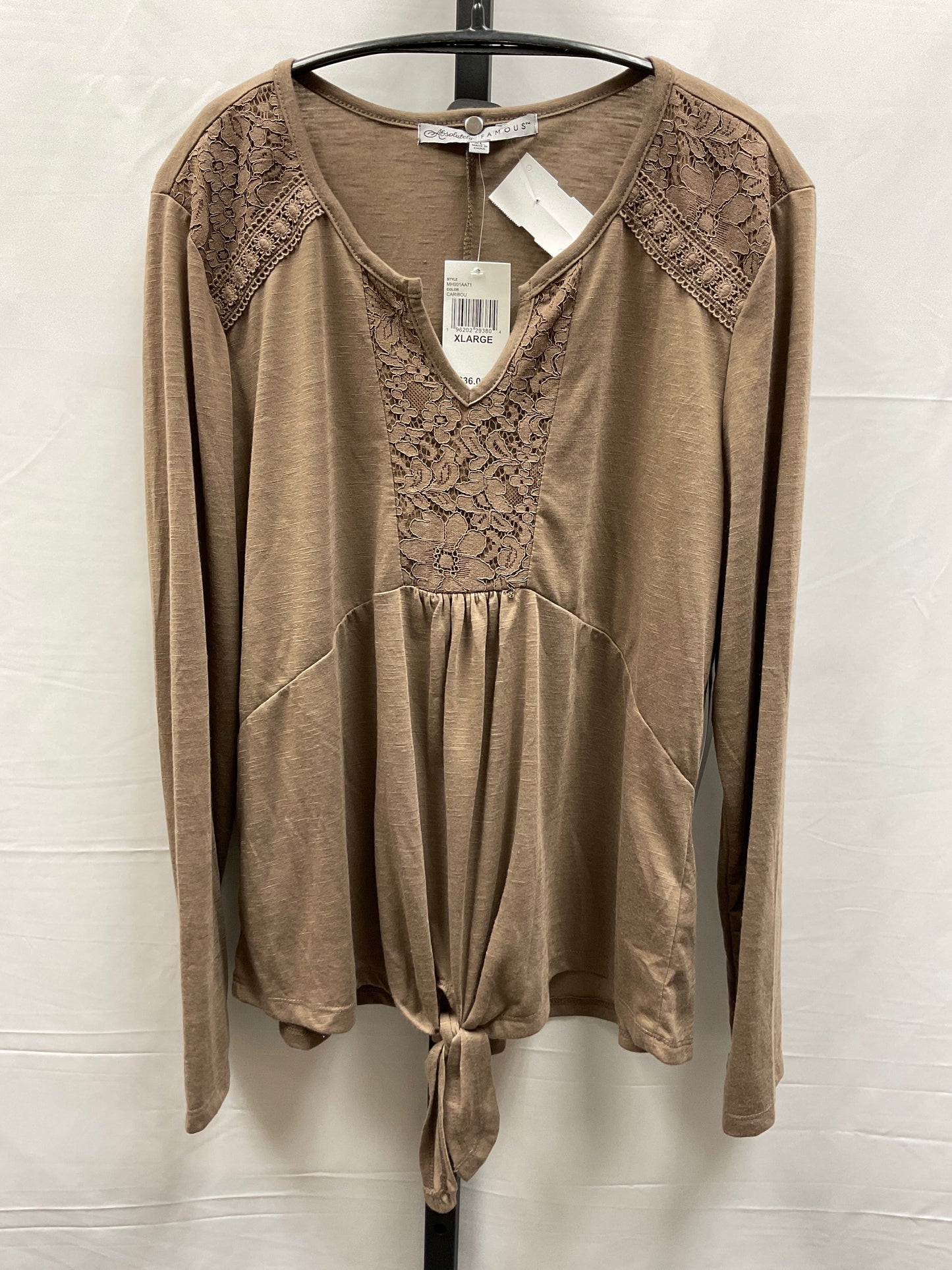 Top Long Sleeve By Absolutely Famous In Brown, Size: Xl