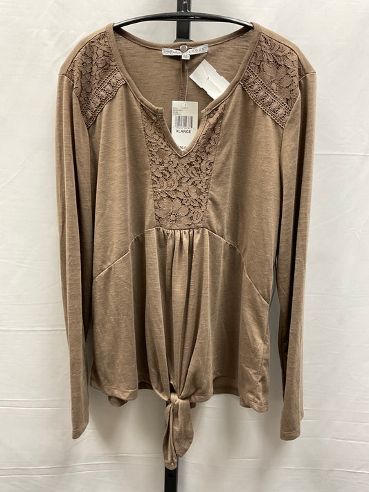 Top Long Sleeve By Absolutely Famous In Brown, Size: Xl