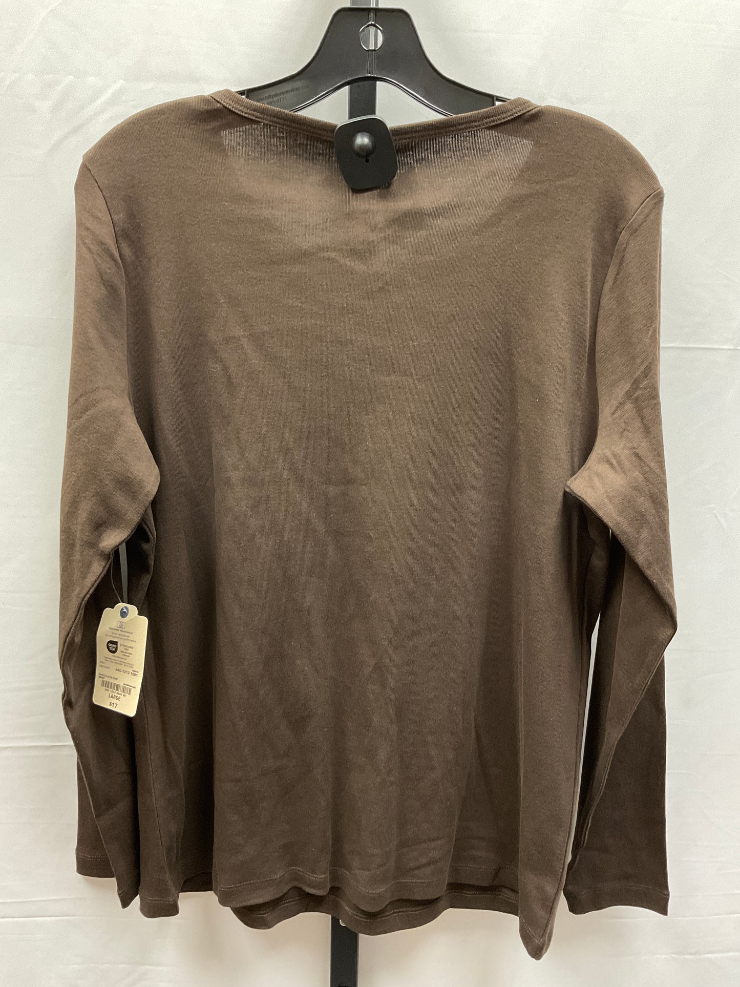 Brown Top Long Sleeve Basic St Johns Bay, Size L