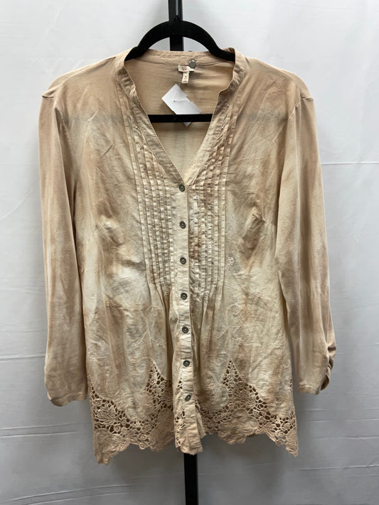 Top Long Sleeve By Reba In Tan, Size: S