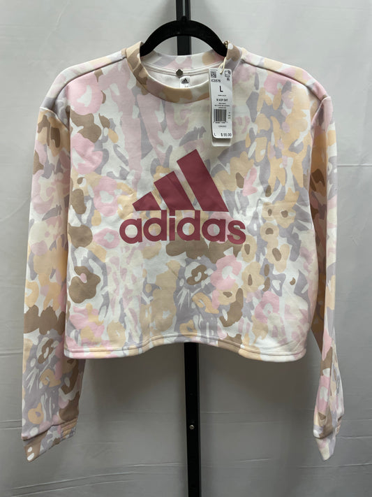 Athletic Sweatshirt Crewneck By Adidas In Camouflage Print, Size: L