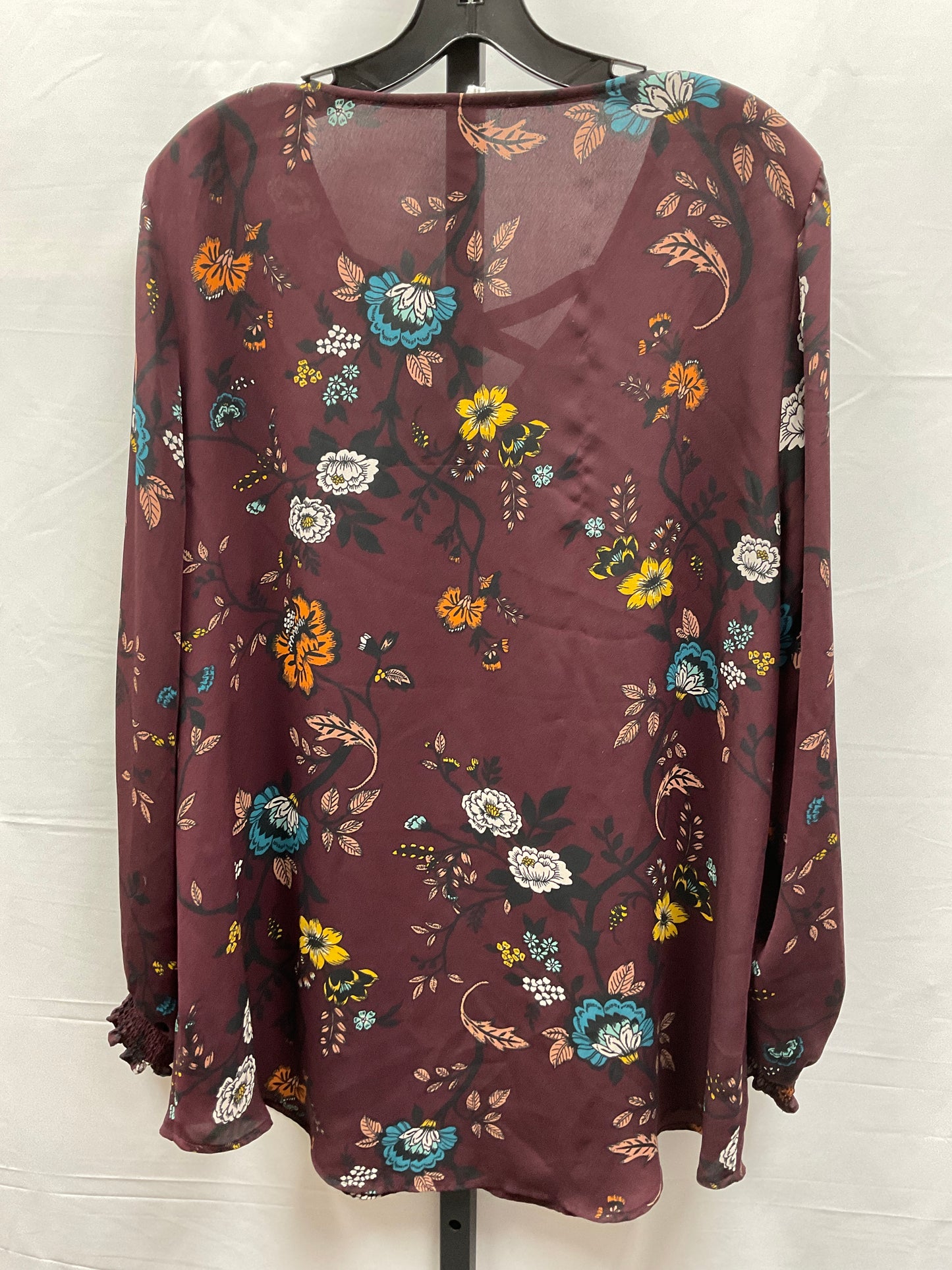 Top Long Sleeve By Maurices In Floral Print, Size: Xl