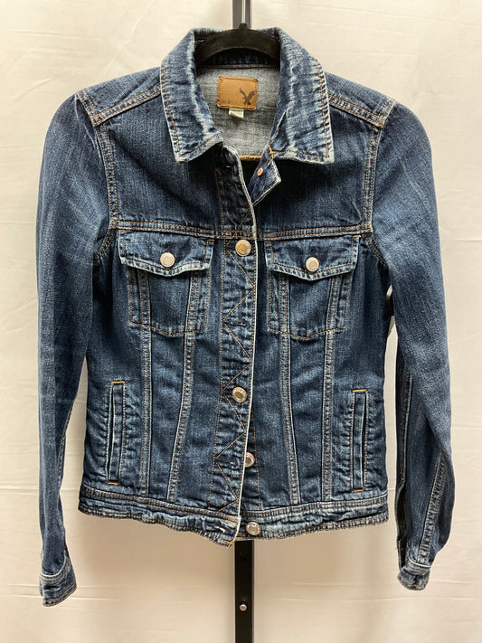 Jacket Denim By American Eagle In Blue, Size: Xxs