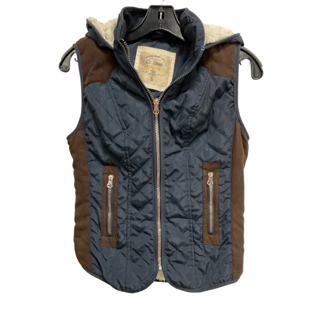 Vest Puffer & Quilted By Ci Sono In Blue & Brown, Size: S