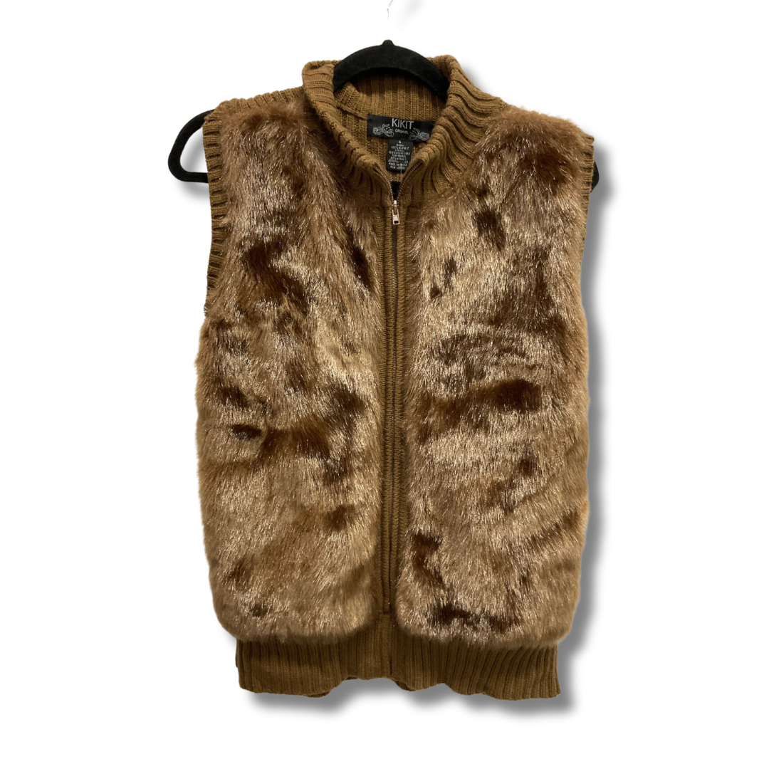 Vest Faux Fur & Sherpa By Clothes Mentor In Brown, Size: L