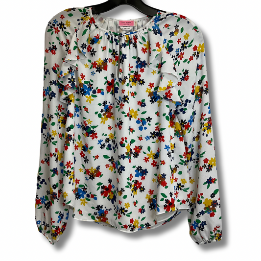 Top Long Sleeve Designer By Kate Spade In Floral Print, Size: Xs