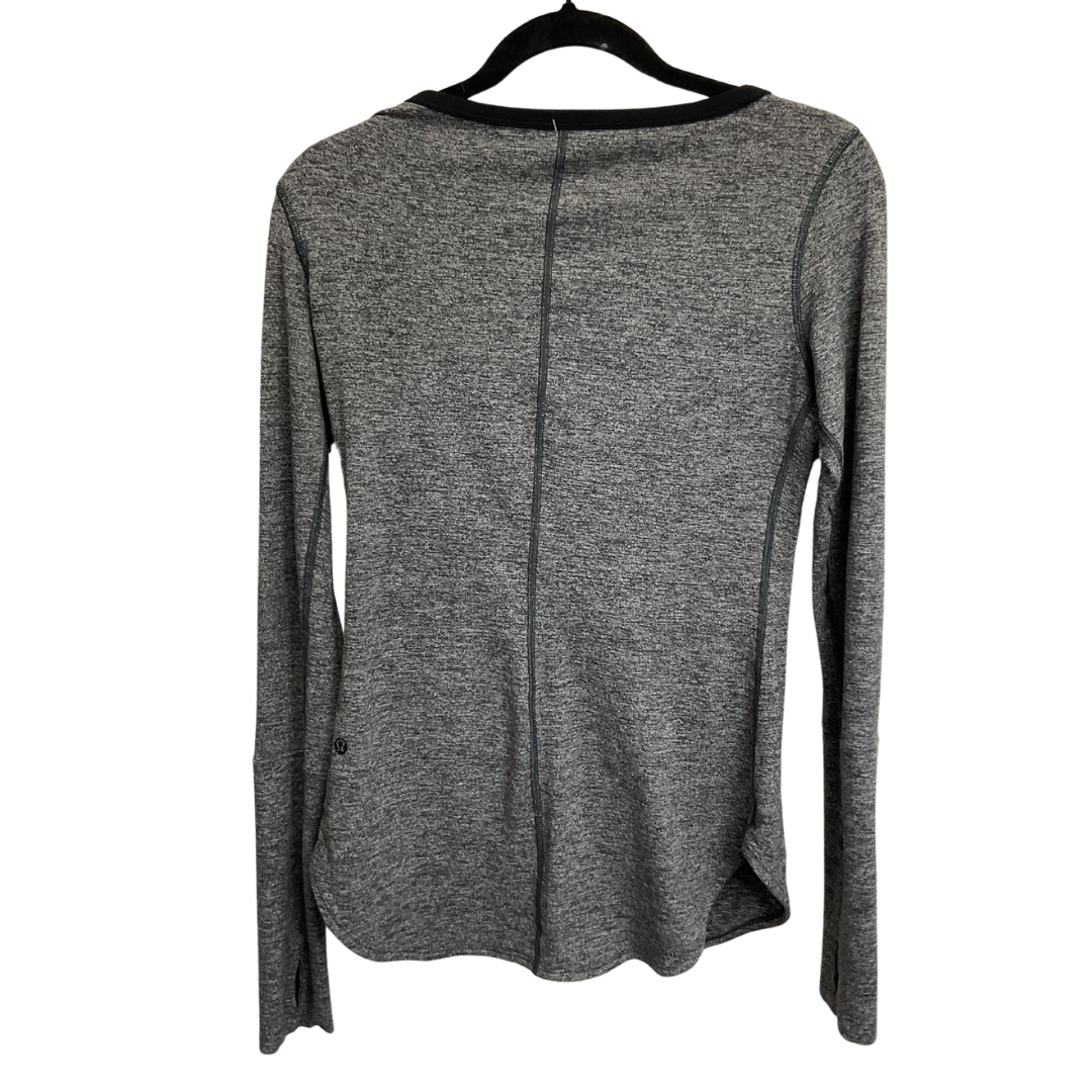 Athletic Top Long Sleeve Crewneck By Lululemon In Black & Grey, Size: M