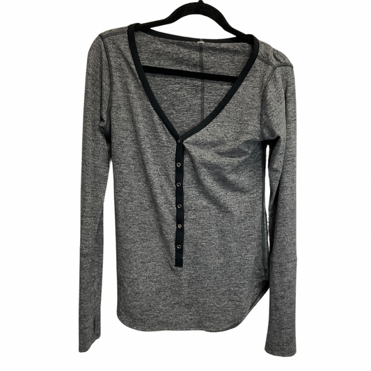 Athletic Top Long Sleeve Crewneck By Lululemon In Black & Grey, Size: M