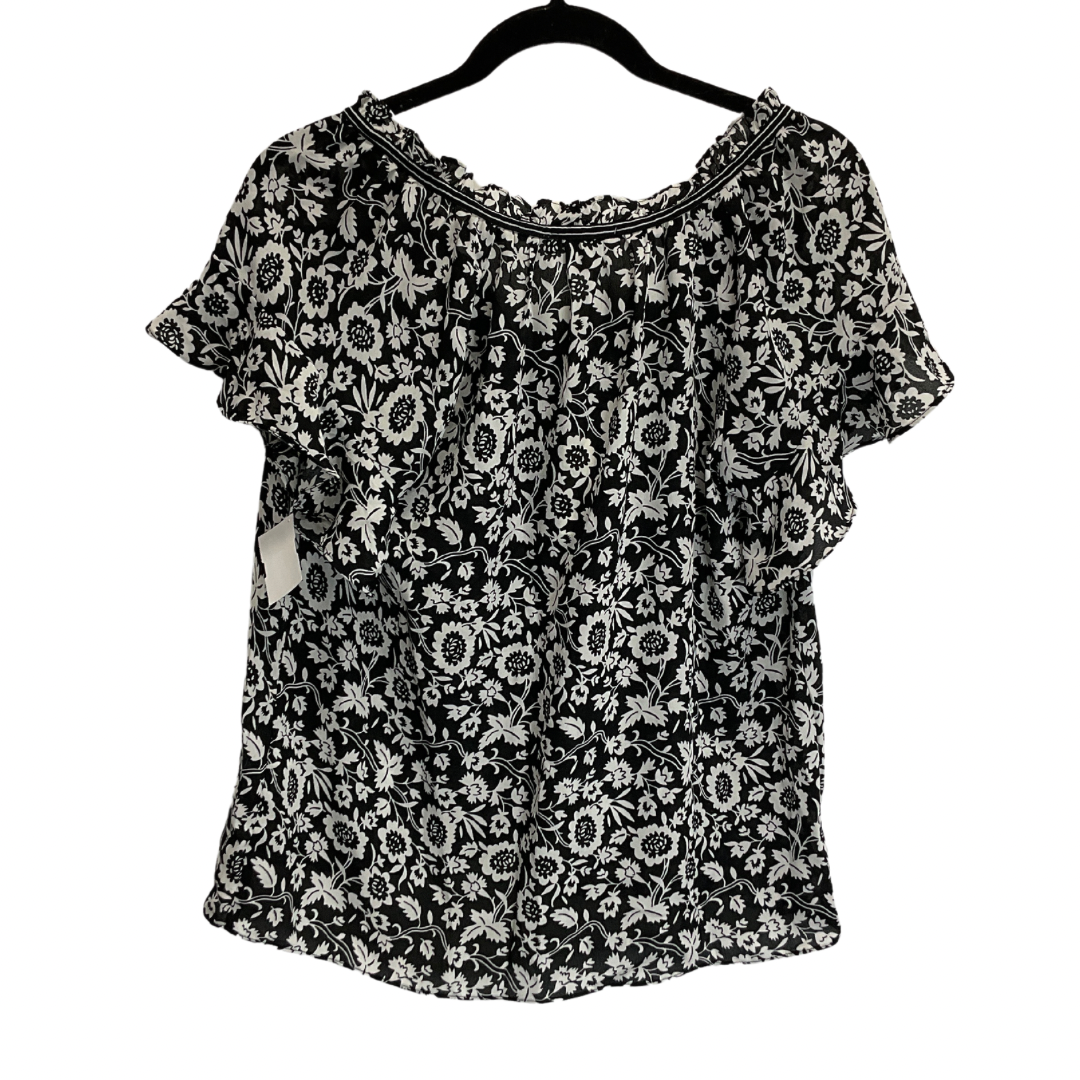 Top Short Sleeve By Max Studio In Black & White, Size: S