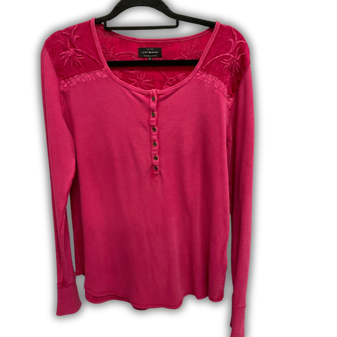 Top Long Sleeve By Lucky Brand In Pink, Size: Xl