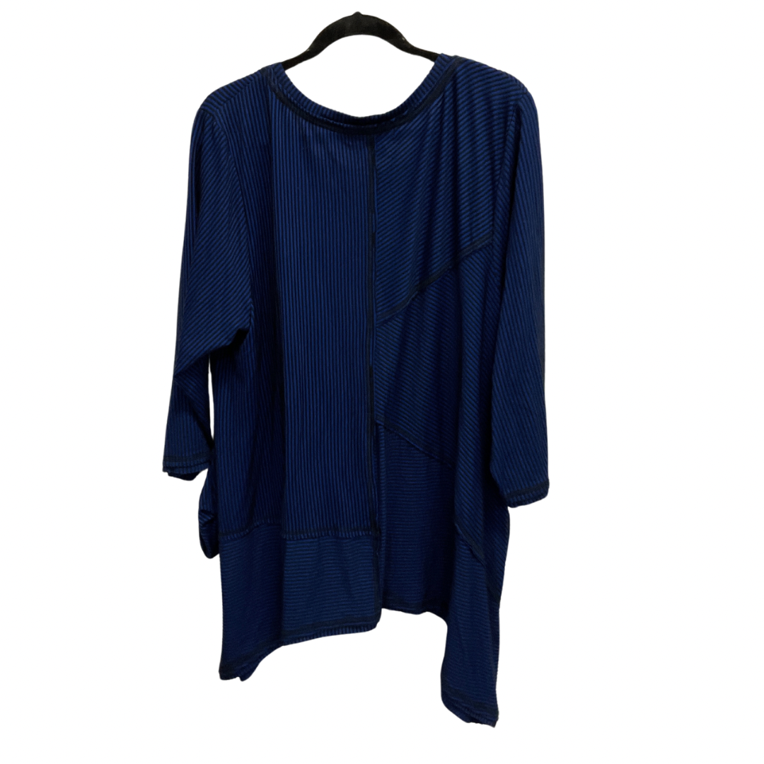 Tunic 3/4 Sleeve By Kate & Mallory In Black & Blue, Size: 2x