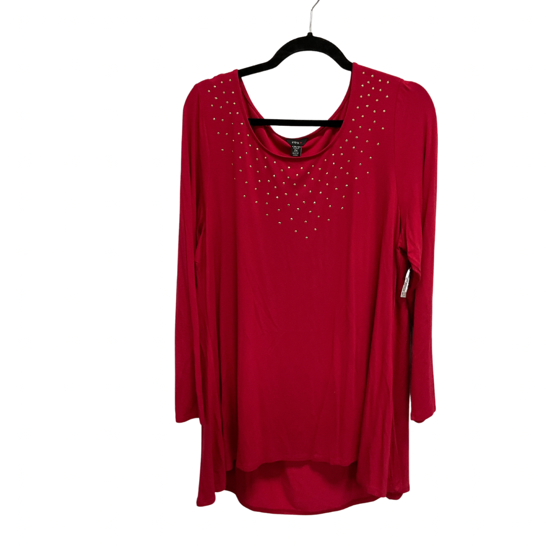 Top Long Sleeve By Intro In Red, Size: 2x