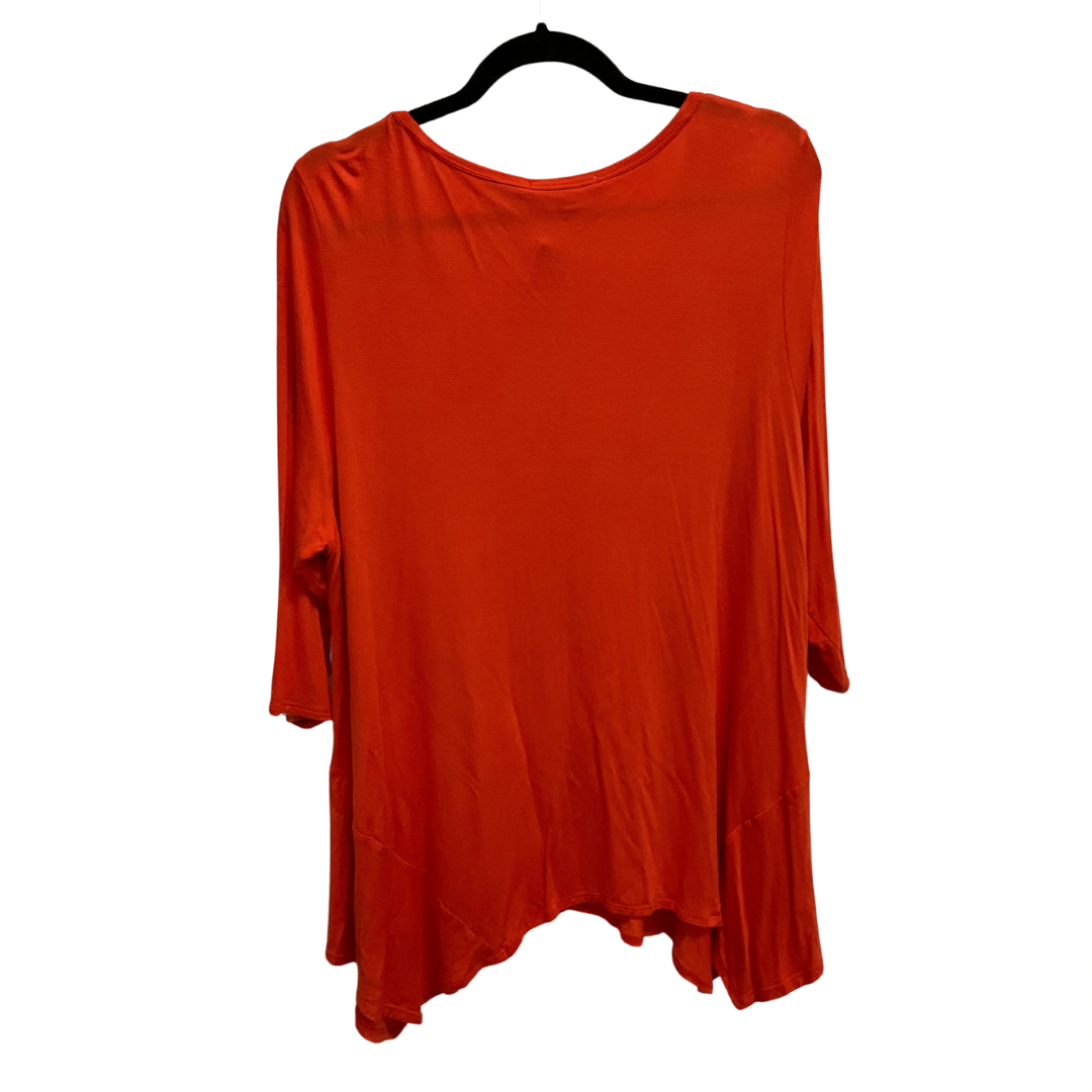 Top 3/4 Sleeve Basic By Green Envelope In Orange, Size: 2x