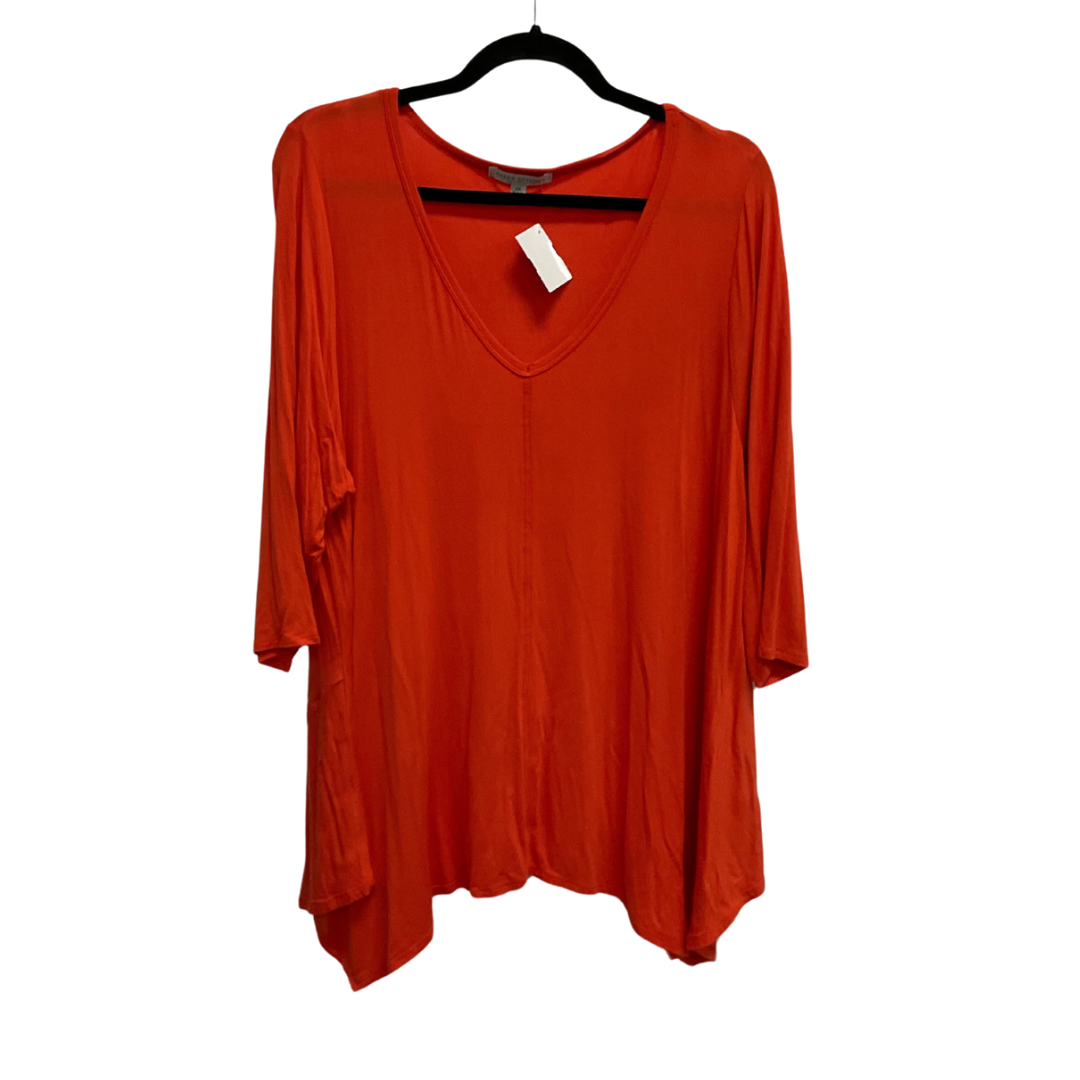 Top 3/4 Sleeve Basic By Green Envelope In Orange, Size: 2x