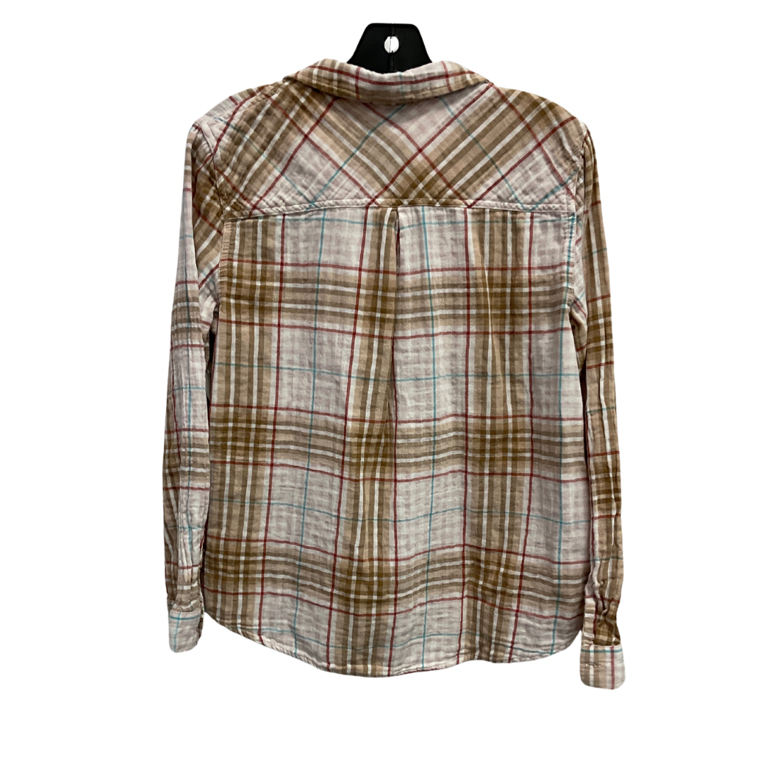 Top Long Sleeve By Maurices In Plaid Pattern, Size: L