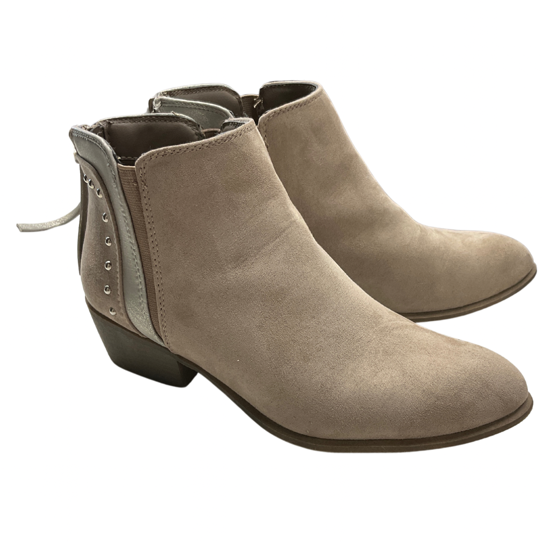 Boots Ankle Heels By Candies In Taupe, Size: 6.5